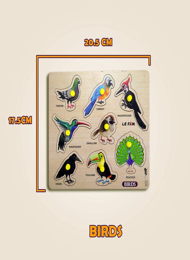 Lefan® Kids Fort Pre Nursery Educational Jigsaw Puzzles for Adults Kids Learning Toys Kit Board Game 4 pcs Set of Birds Animals, Human Body Parts & Vehicle Educational Toy - Image 3